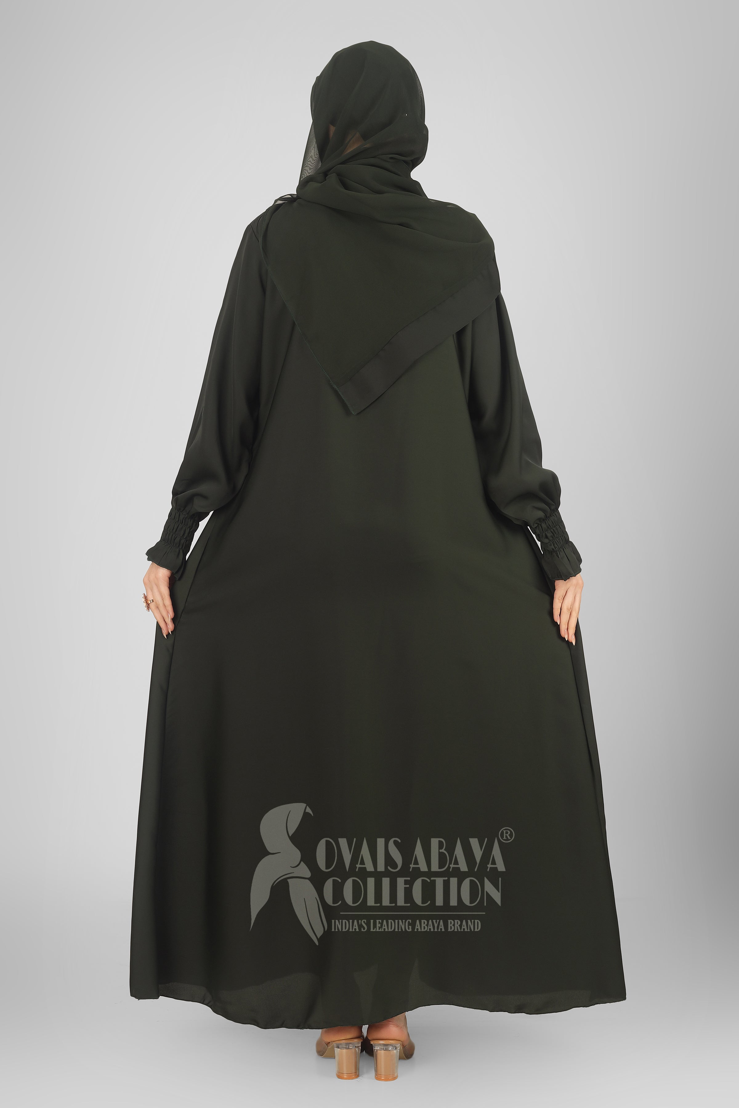 Zoya Pintex Lastic Sleeve Abaya ( OLIVE )