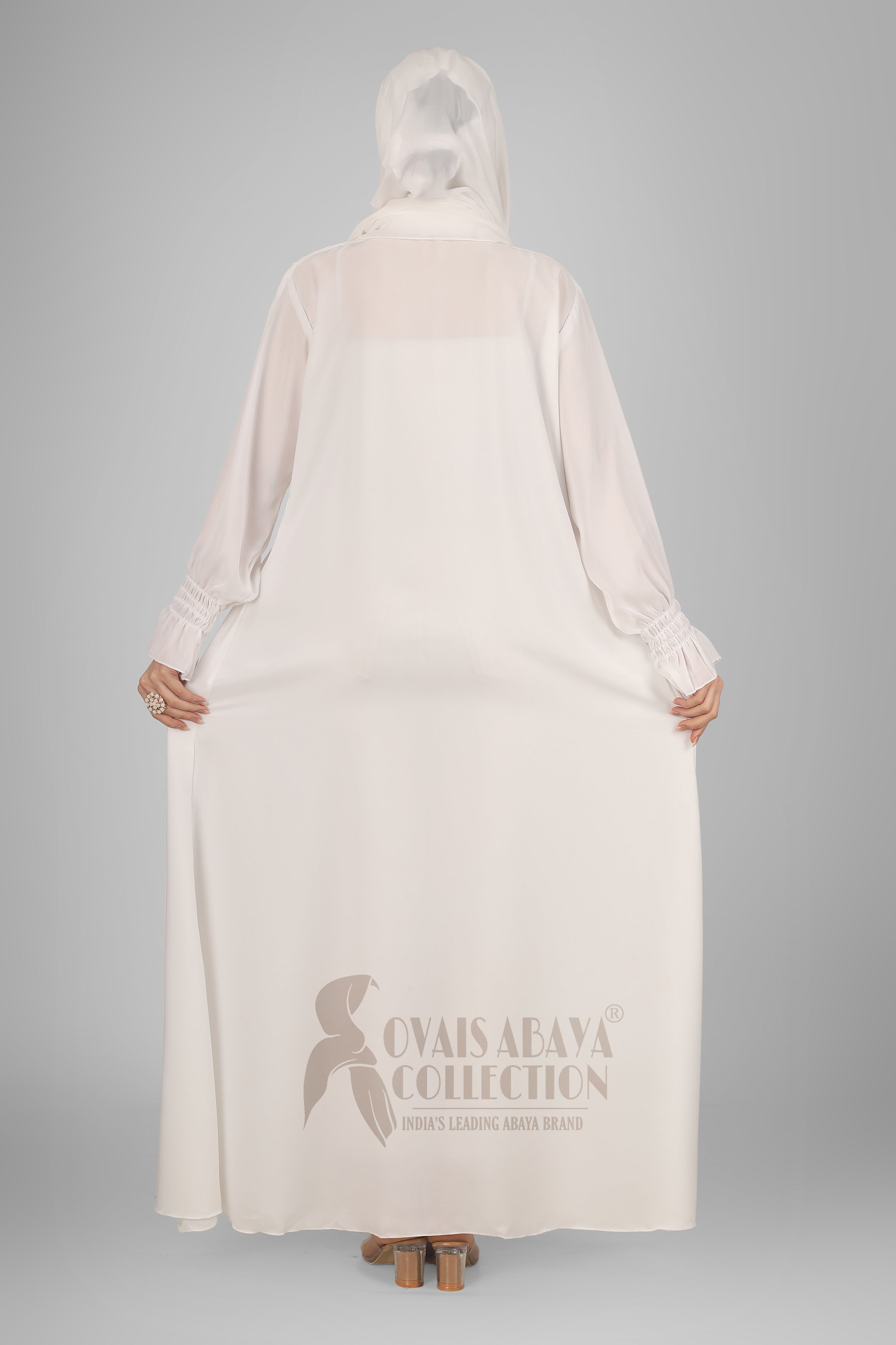 Zoya Pintex Lastic Sleeve Abaya ( WHITE )