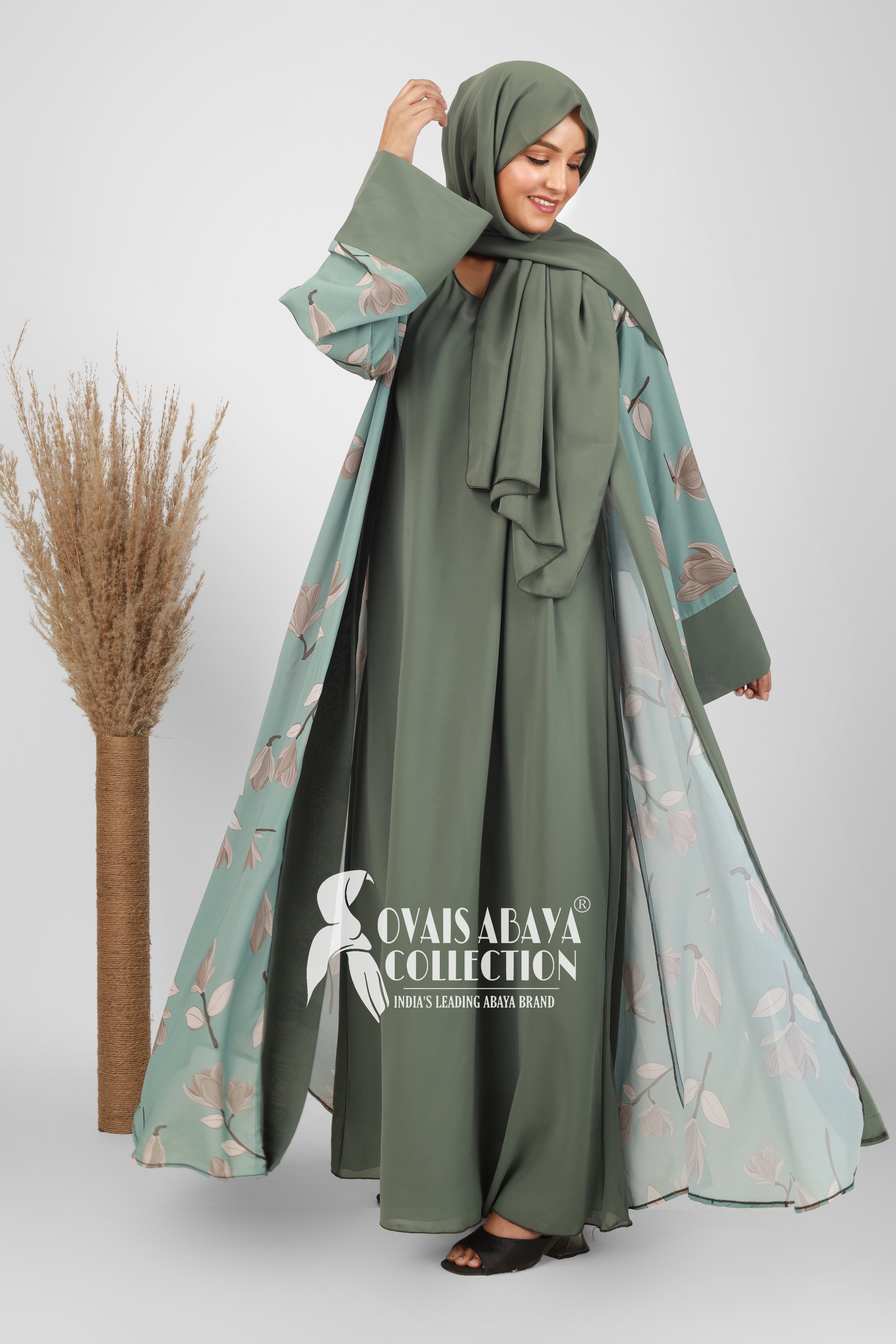 Marhaba Double Shrugs Tai dye Abaya SHADE 3 GREEN ( New - Launch )