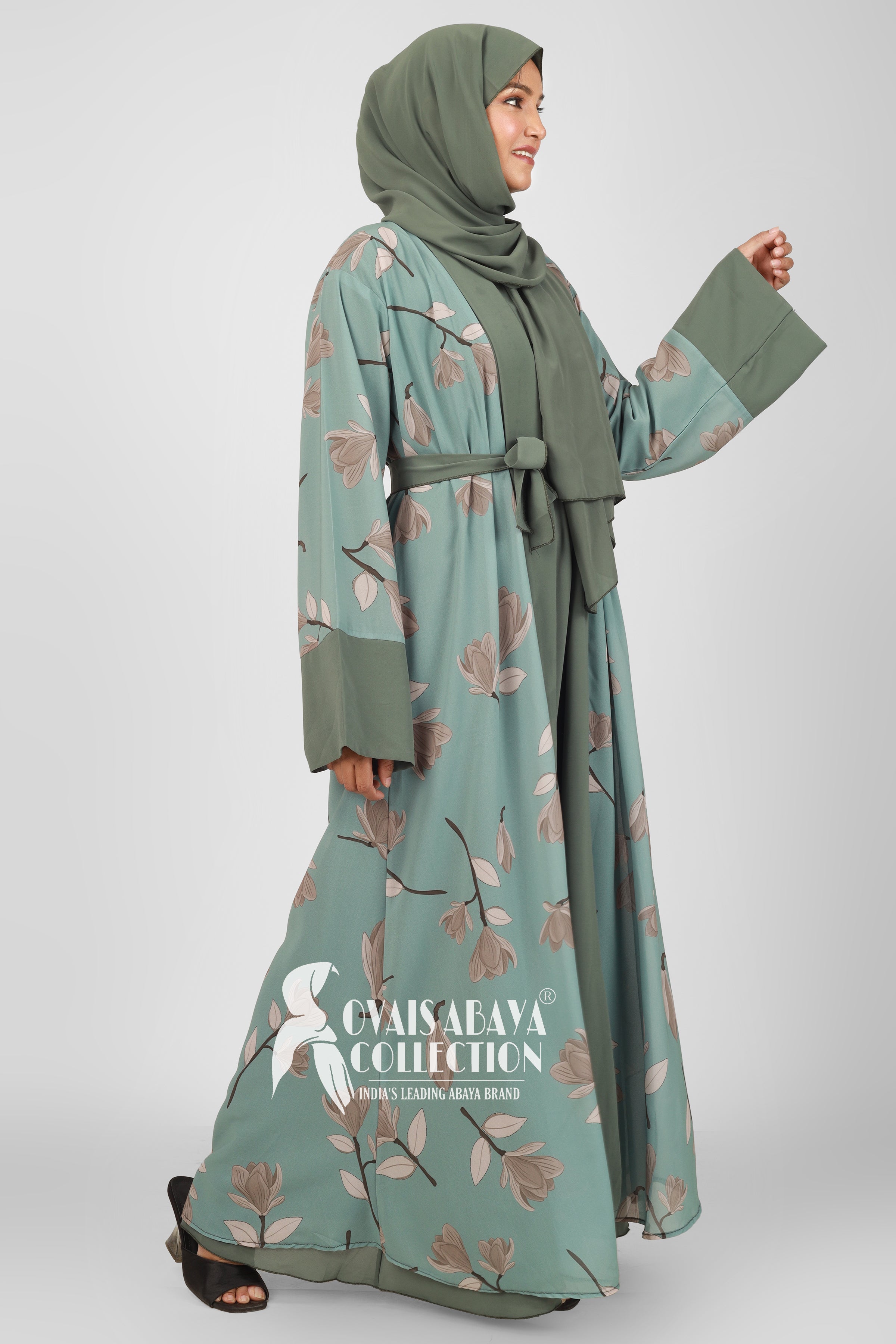 Marhaba Double Shrugs Tai dye Abaya SHADE 3 GREEN ( New - Launch )