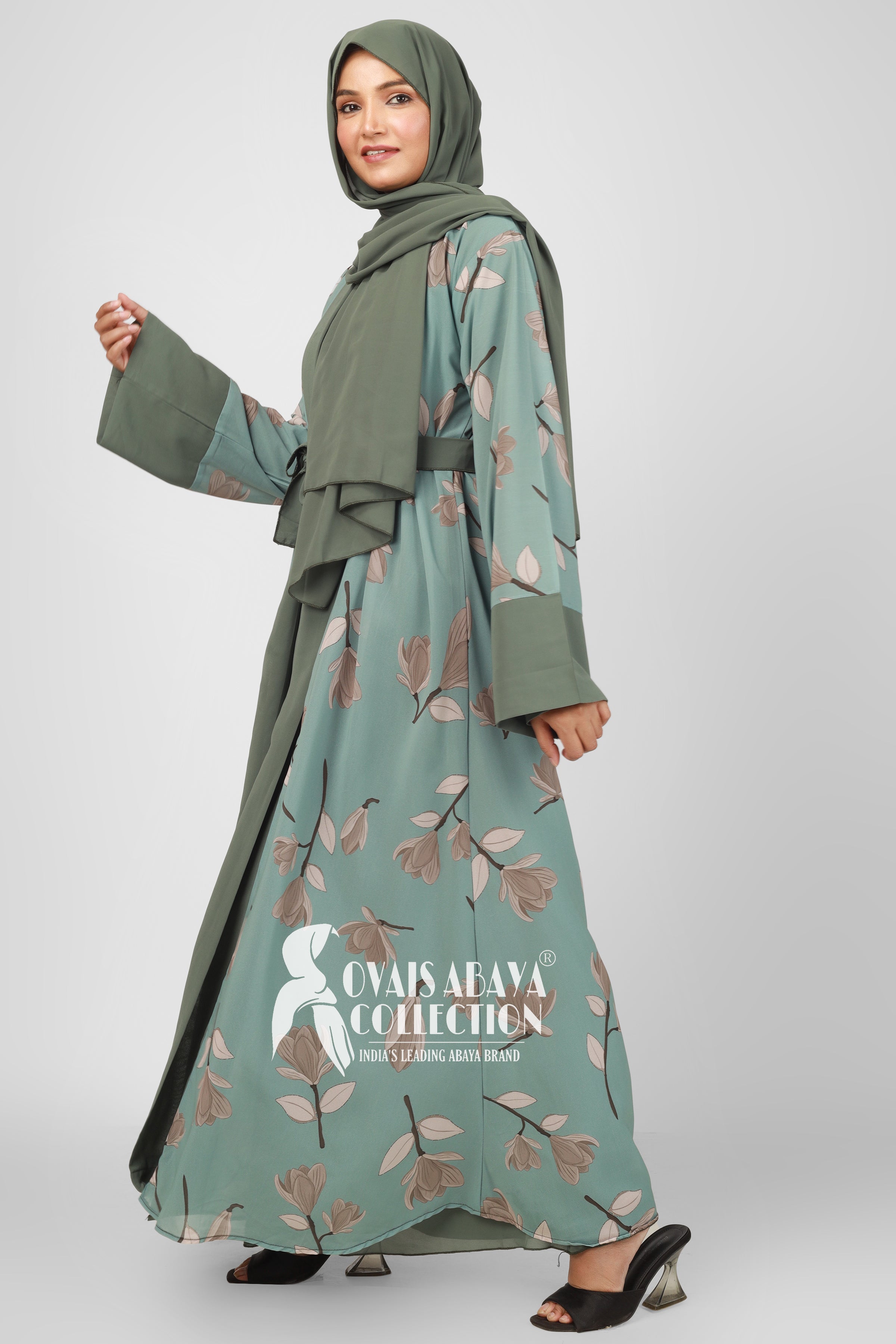 Marhaba Double Shrugs Tai dye Abaya SHADE 3 GREEN ( New - Launch )