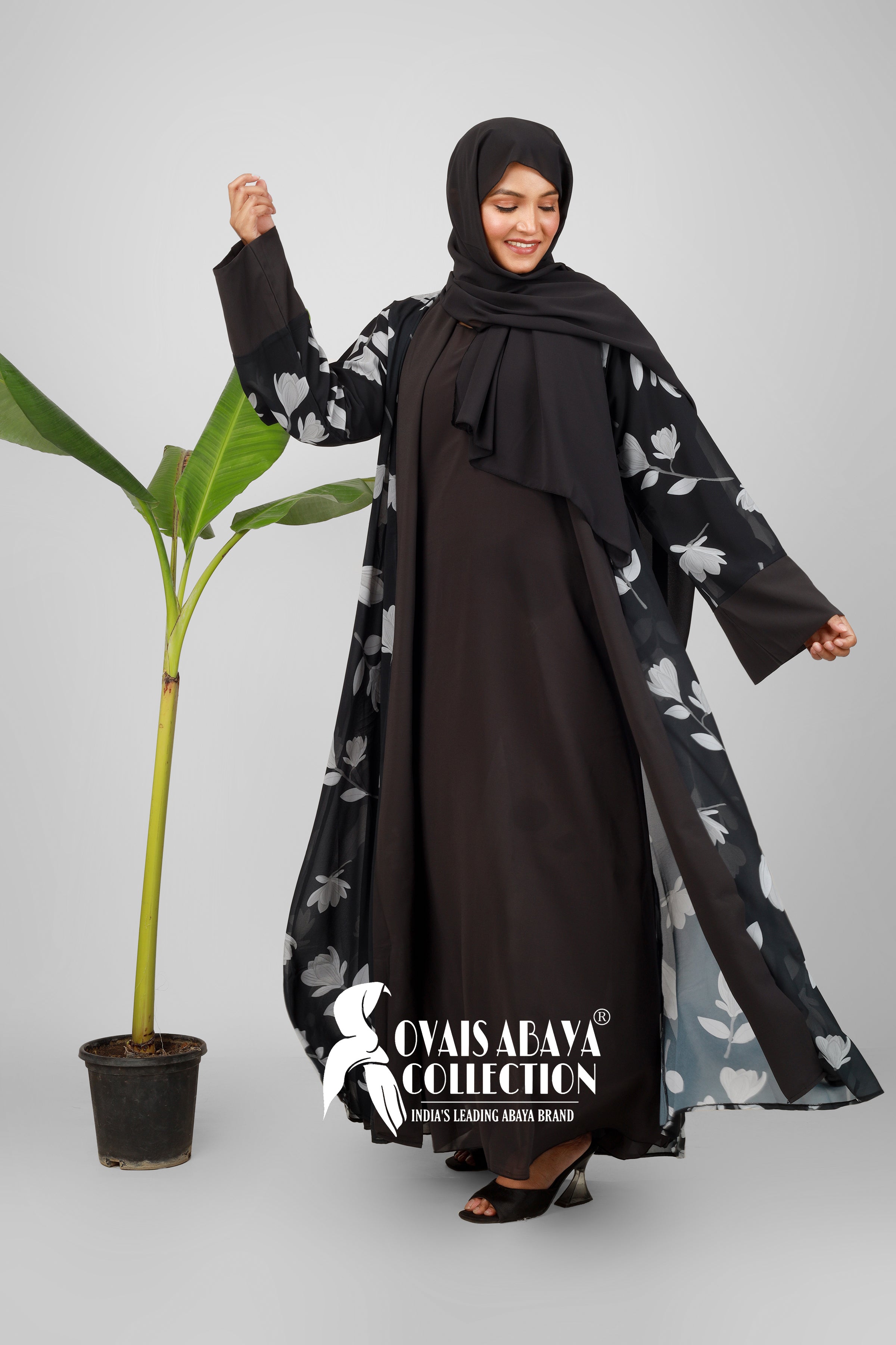 Marhaba Double Shrugs Tai dye Abaya SHADE 4 BLACK ( New - Launch )