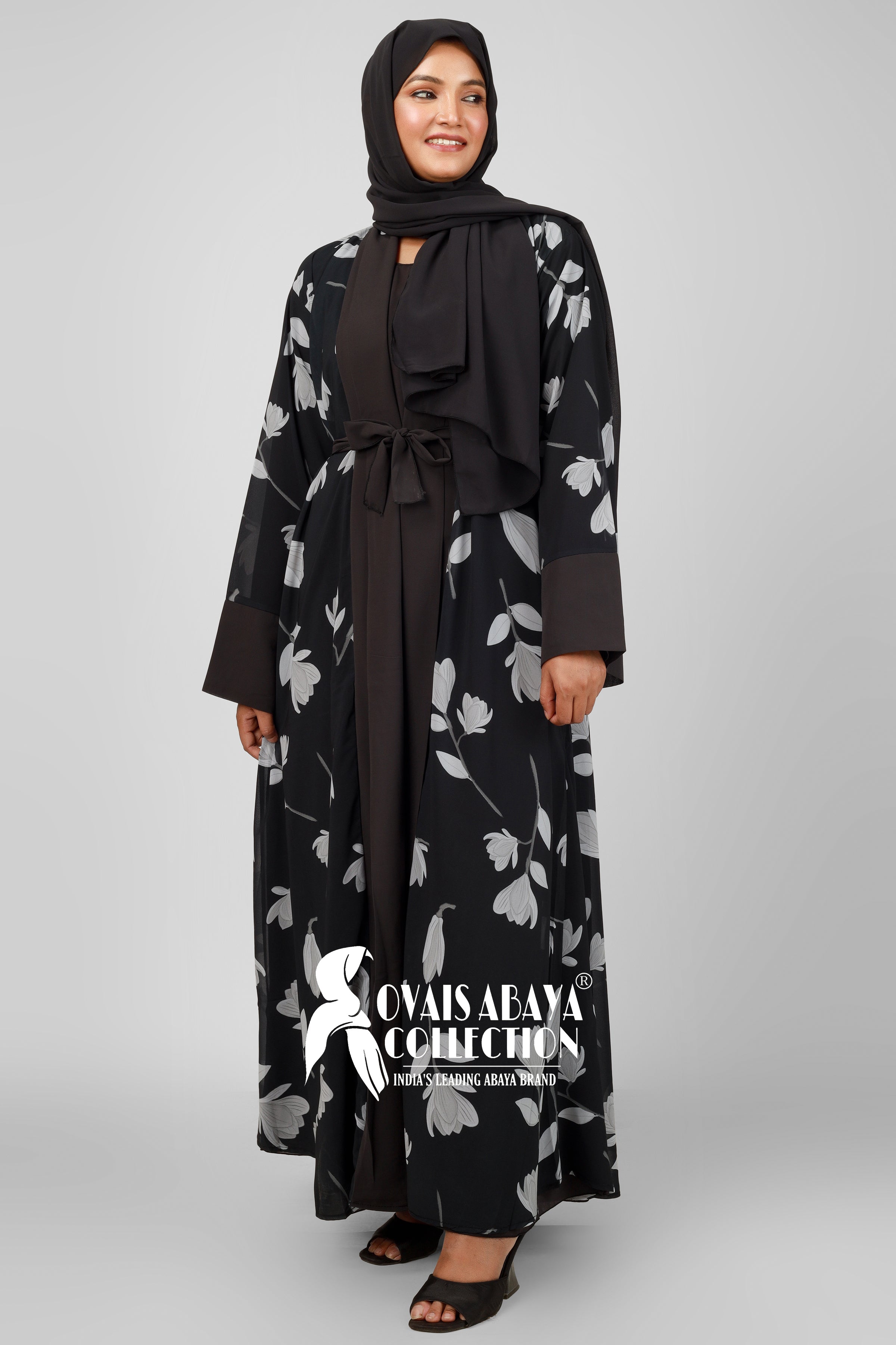 Marhaba Double Shrugs Tai dye Abaya SHADE 4 BLACK ( New - Launch )