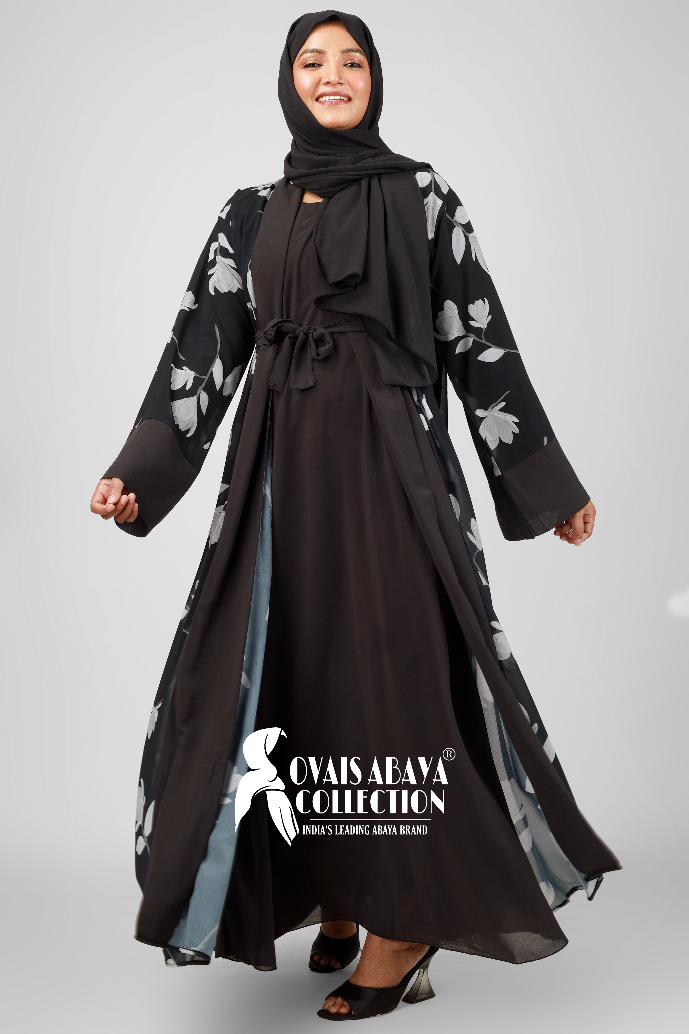 Marhaba Double Shrugs Tai dye Abaya SHADE 4 BLACK ( New - Launch )