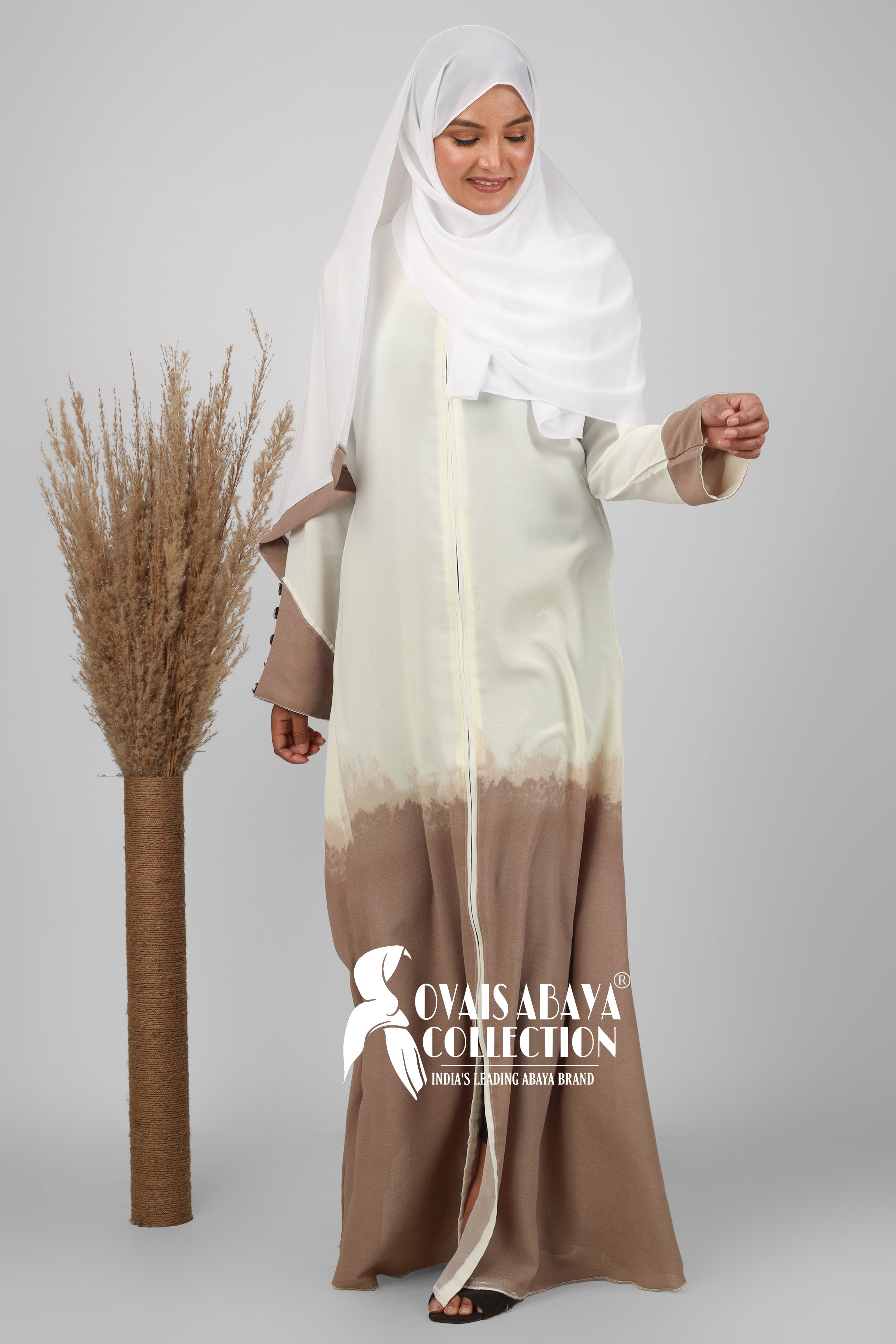 Juniba Tai Dye Fully Zipper Abaya LOW NUDE ( Limited - Edition )