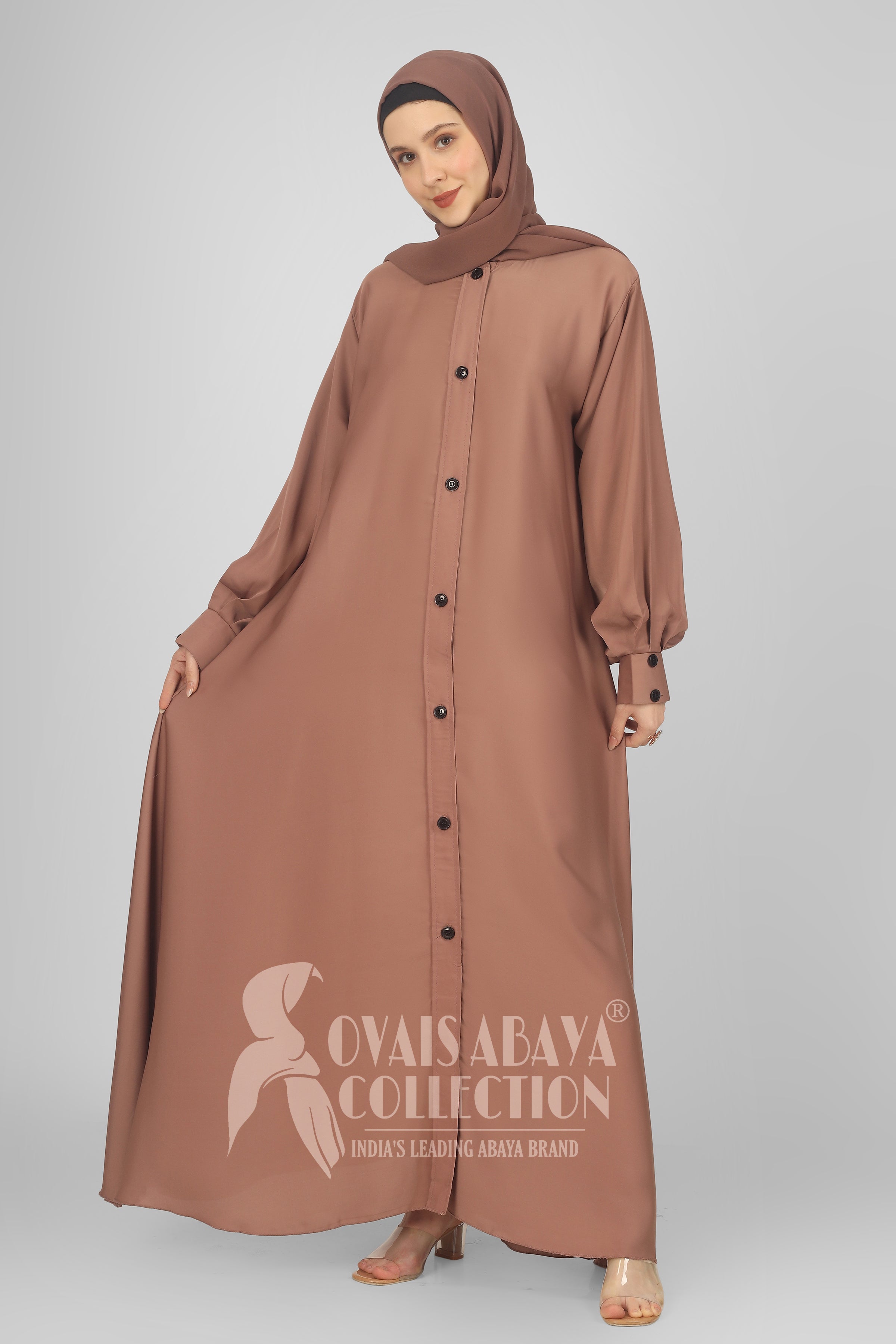 Daily Wear Buttons Abaya ( BEIGE )