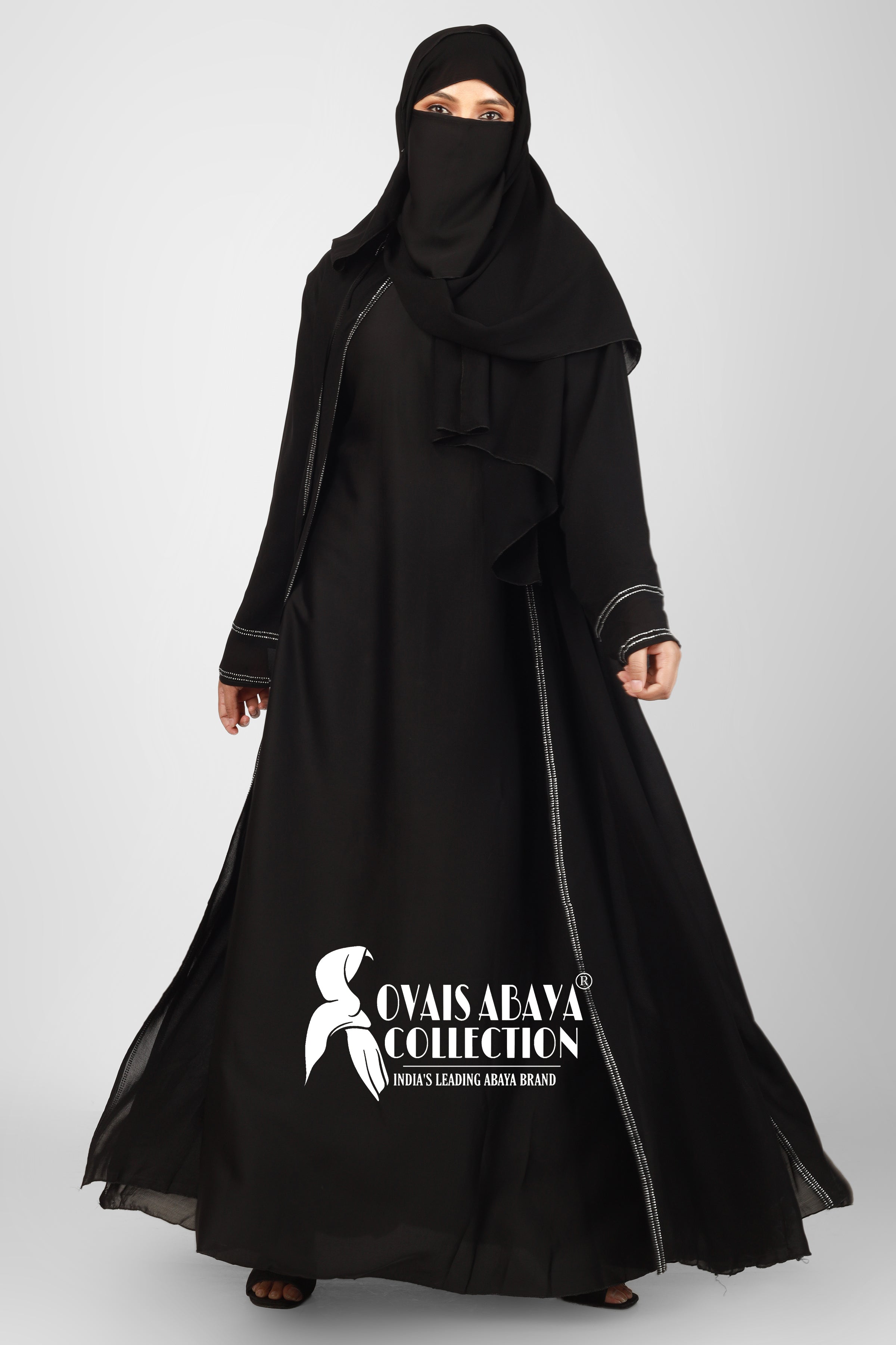 SHEHNAZ Bridle Double Inner Stone work abaya ( BRIDLE BLACK )