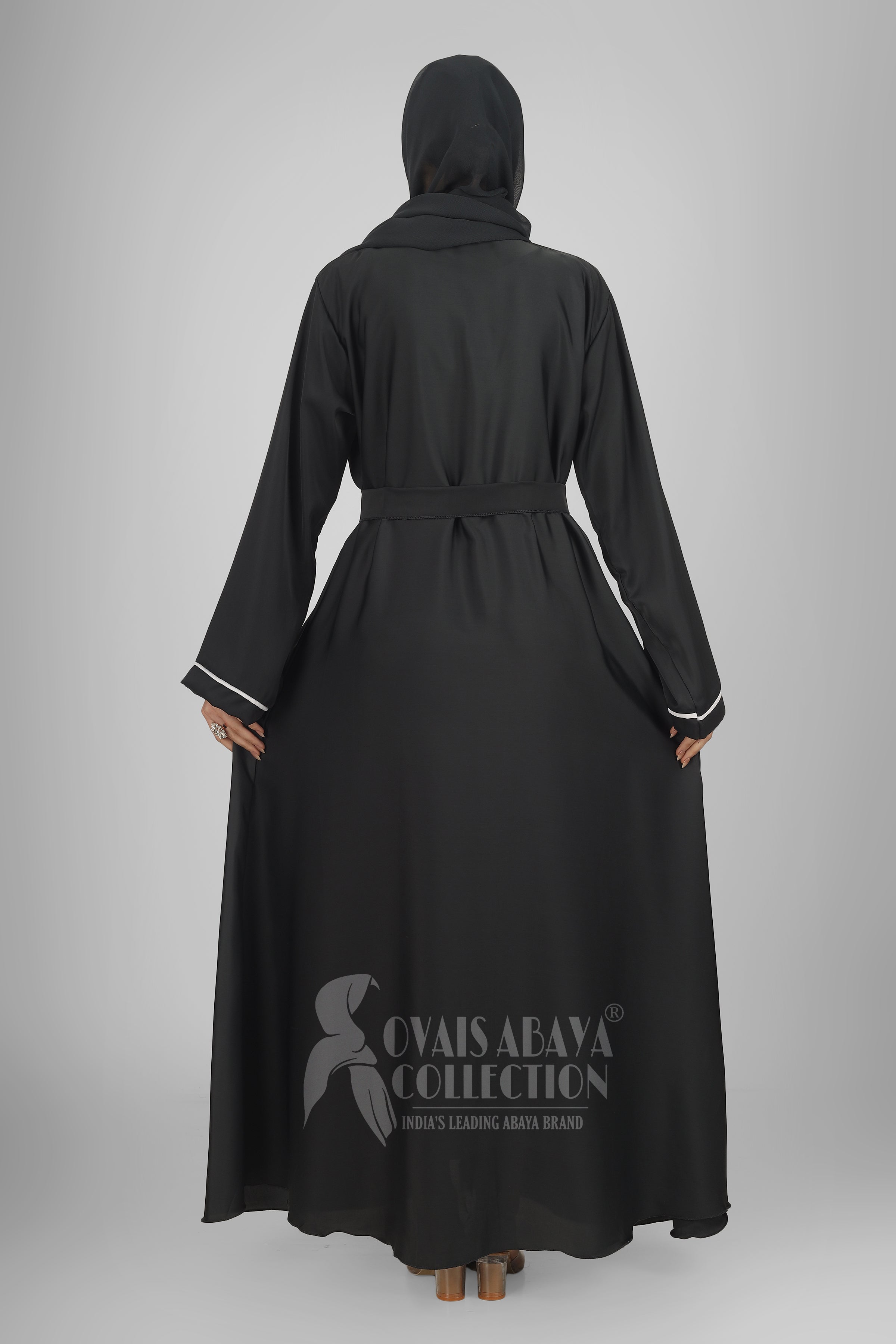 Ruhi Imported Double Shrugs Abaya DARK GRAY TO WHITE - ( New - Edition )