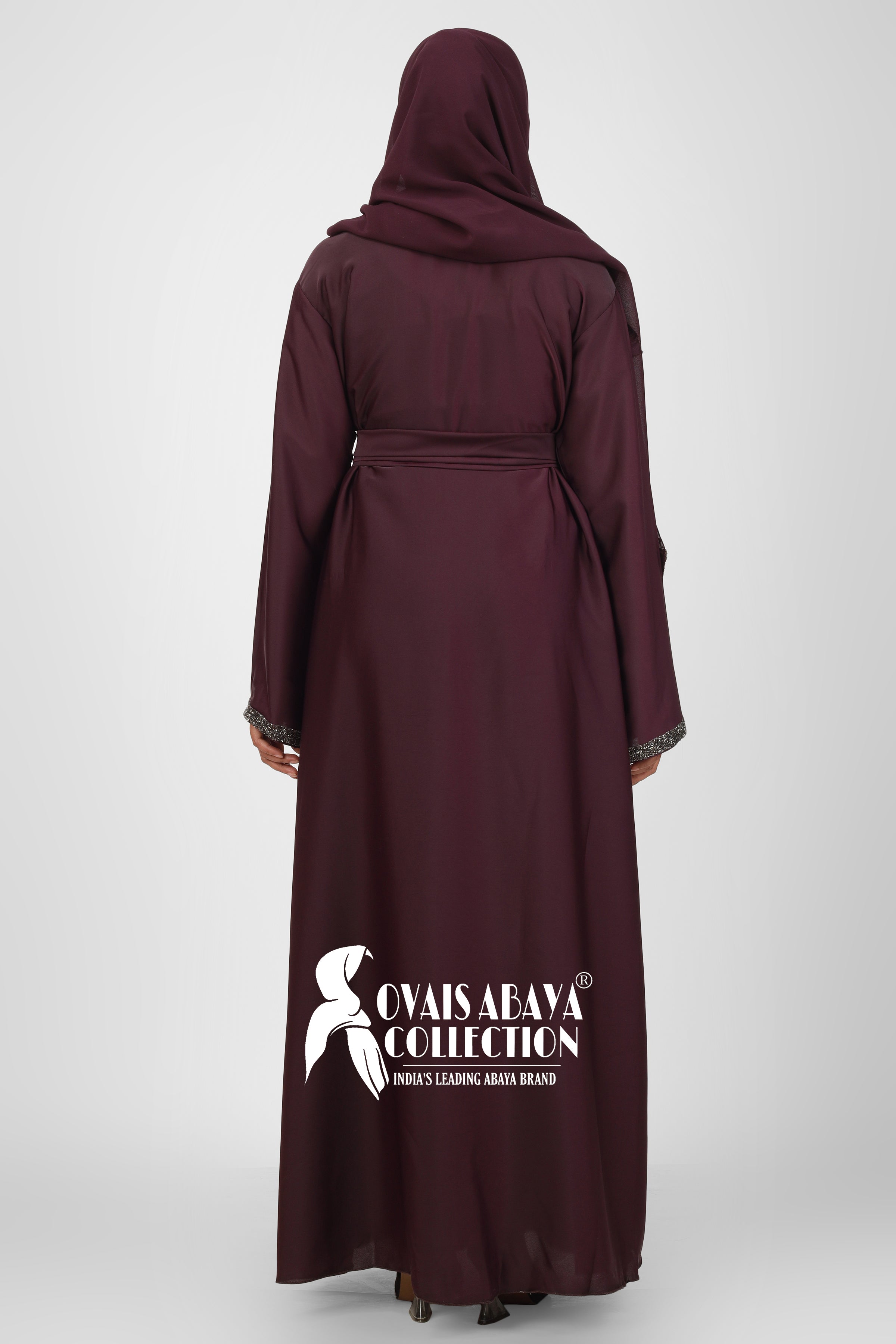 Imported Zainab Stone Lace Abaya ( PURPLE )