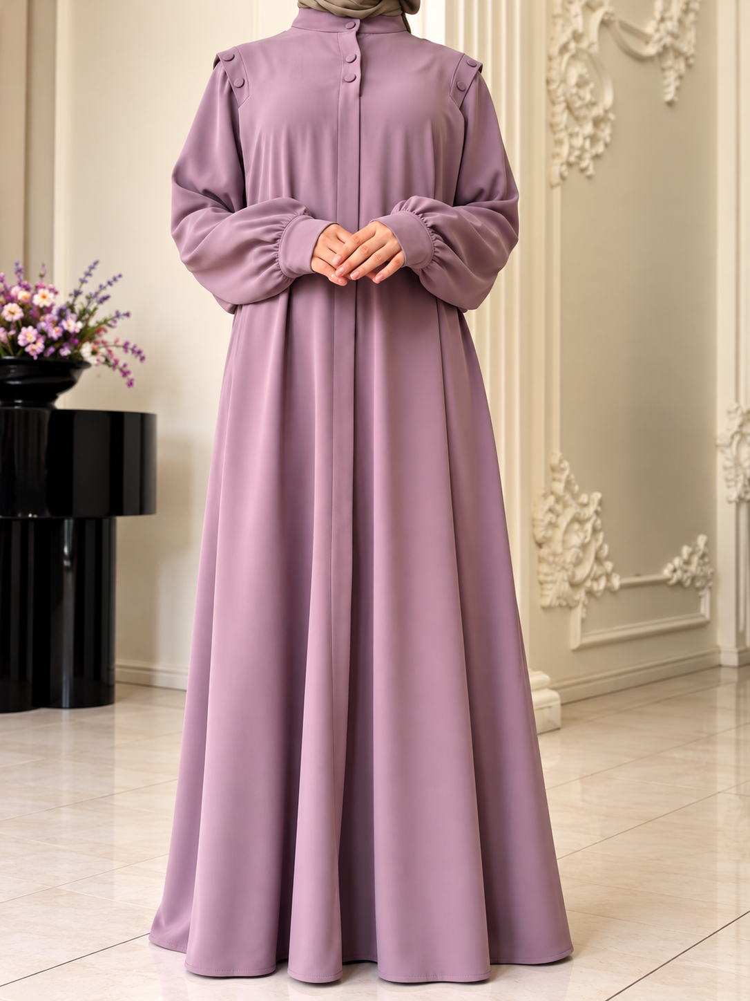 SENEM FRONT OPEN ABAYA | PINK