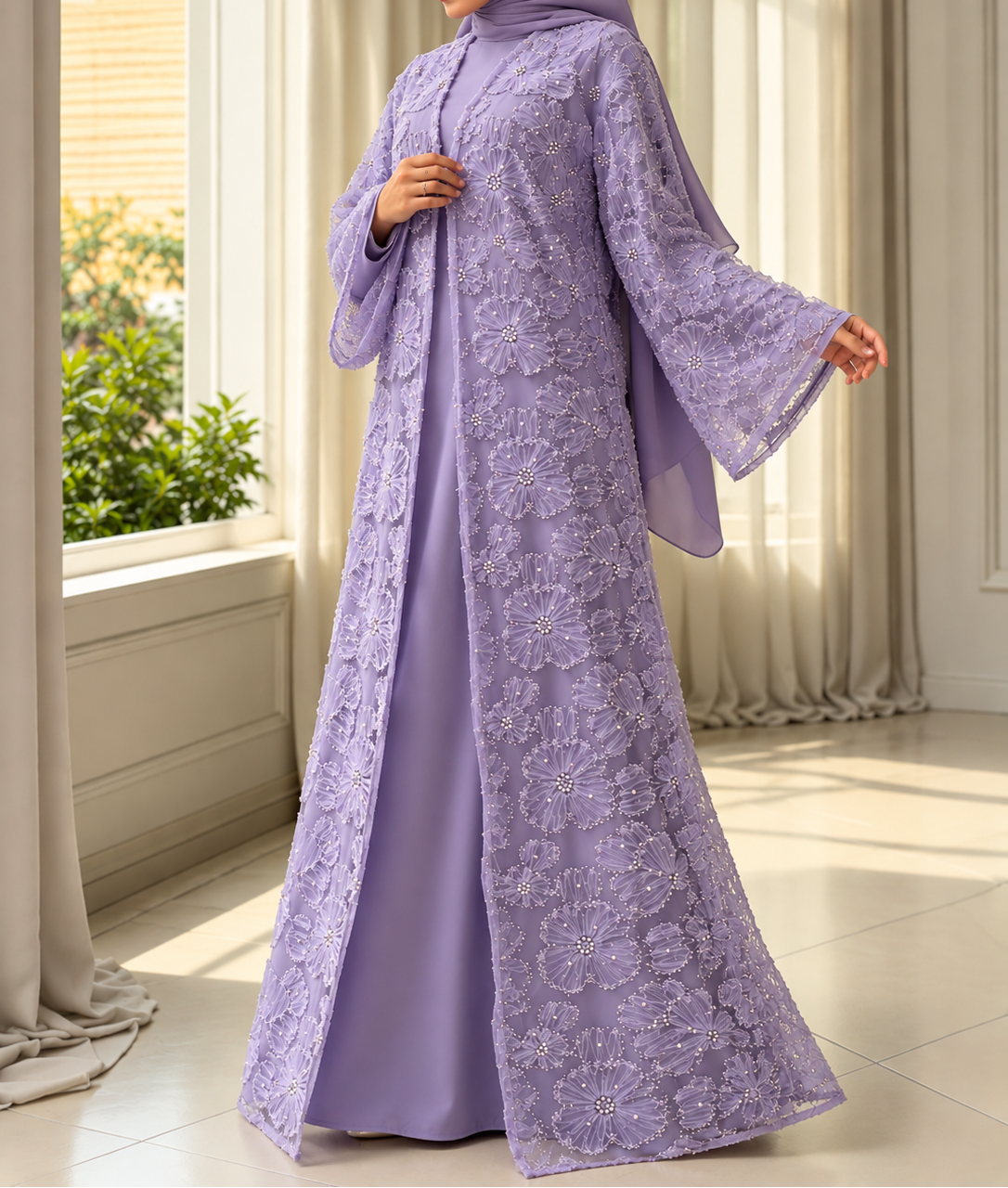 ELINA FLORAL DS ABAYA | LAVENDER