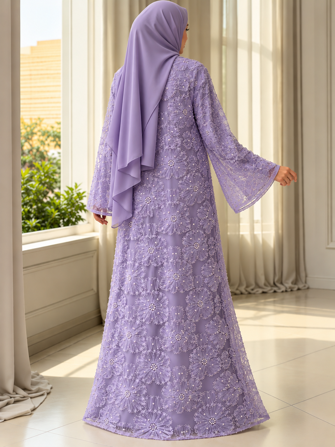 ELINA FLORAL DS ABAYA | LAVENDER
