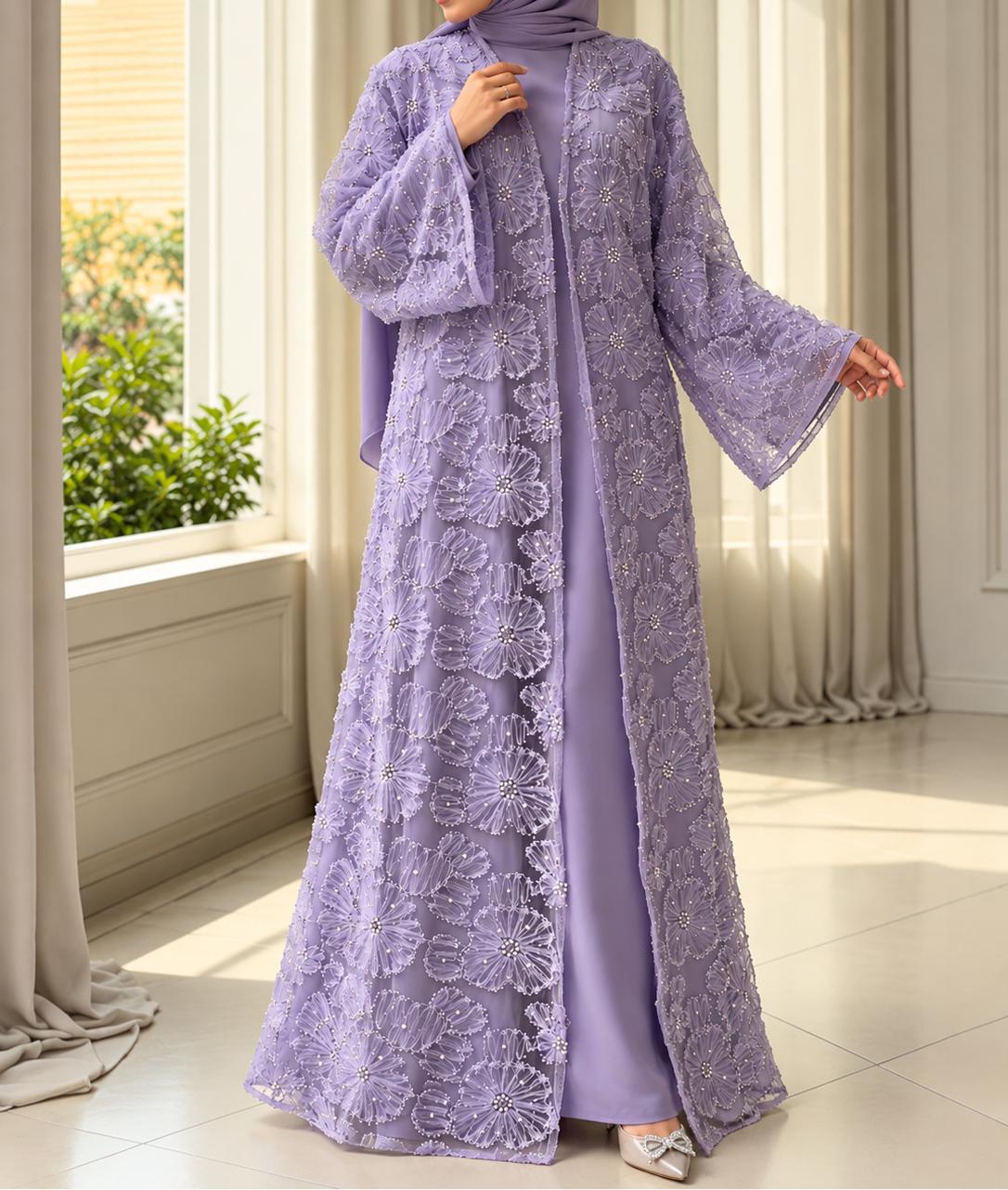 ELINA FLORAL DS ABAYA | LAVENDER