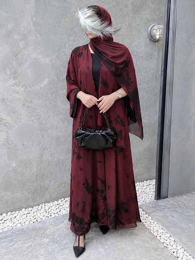 TAI DIE DOUBLE SHRUG ABAYA | MAROON