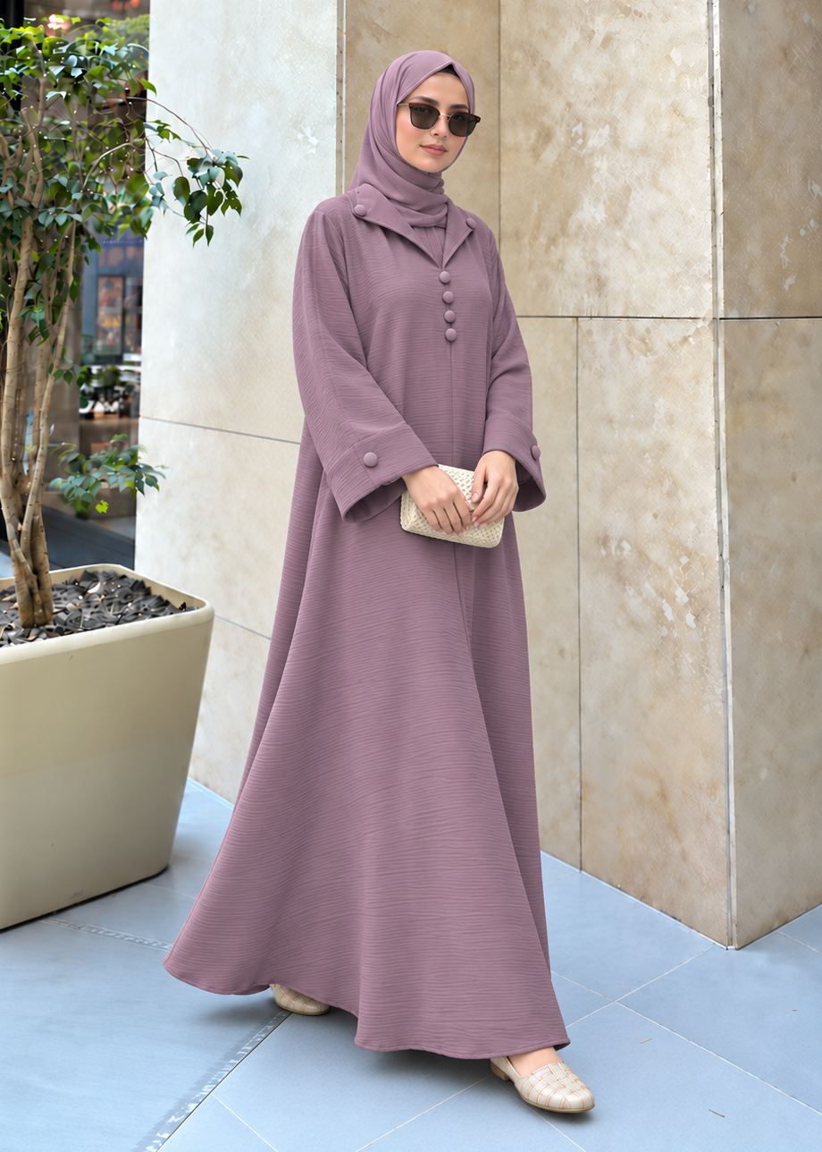 ARISHFA FULLY CLOSED ABAYA | DUSTY PINK