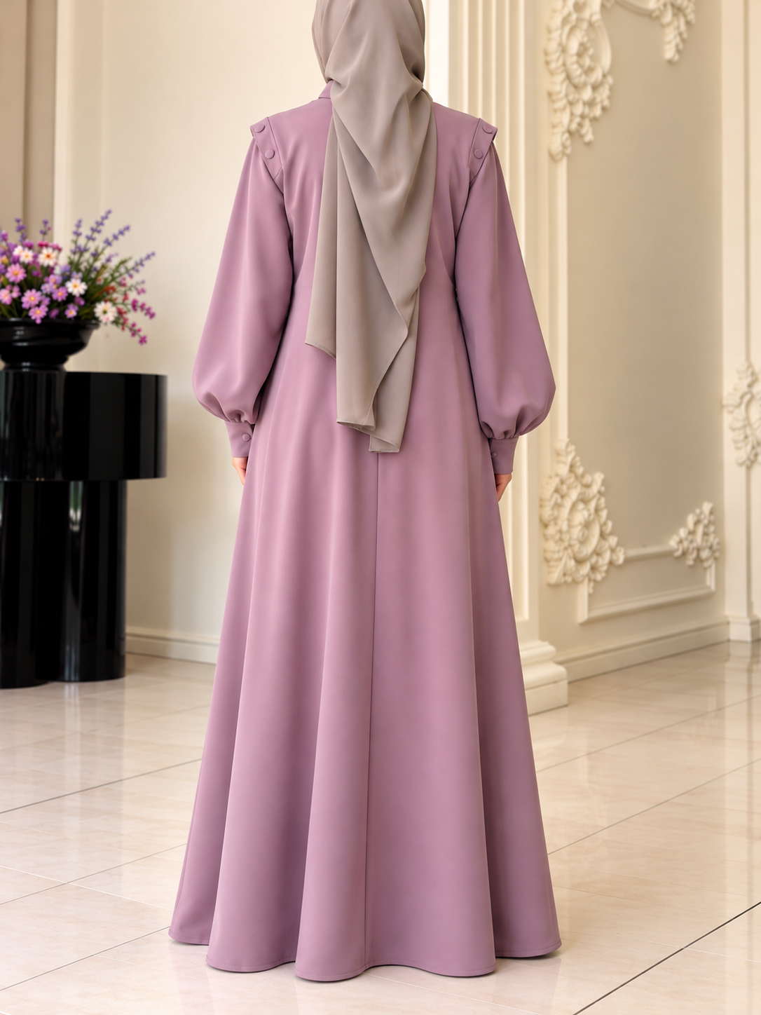 SENEM FRONT OPEN ABAYA | PINK
