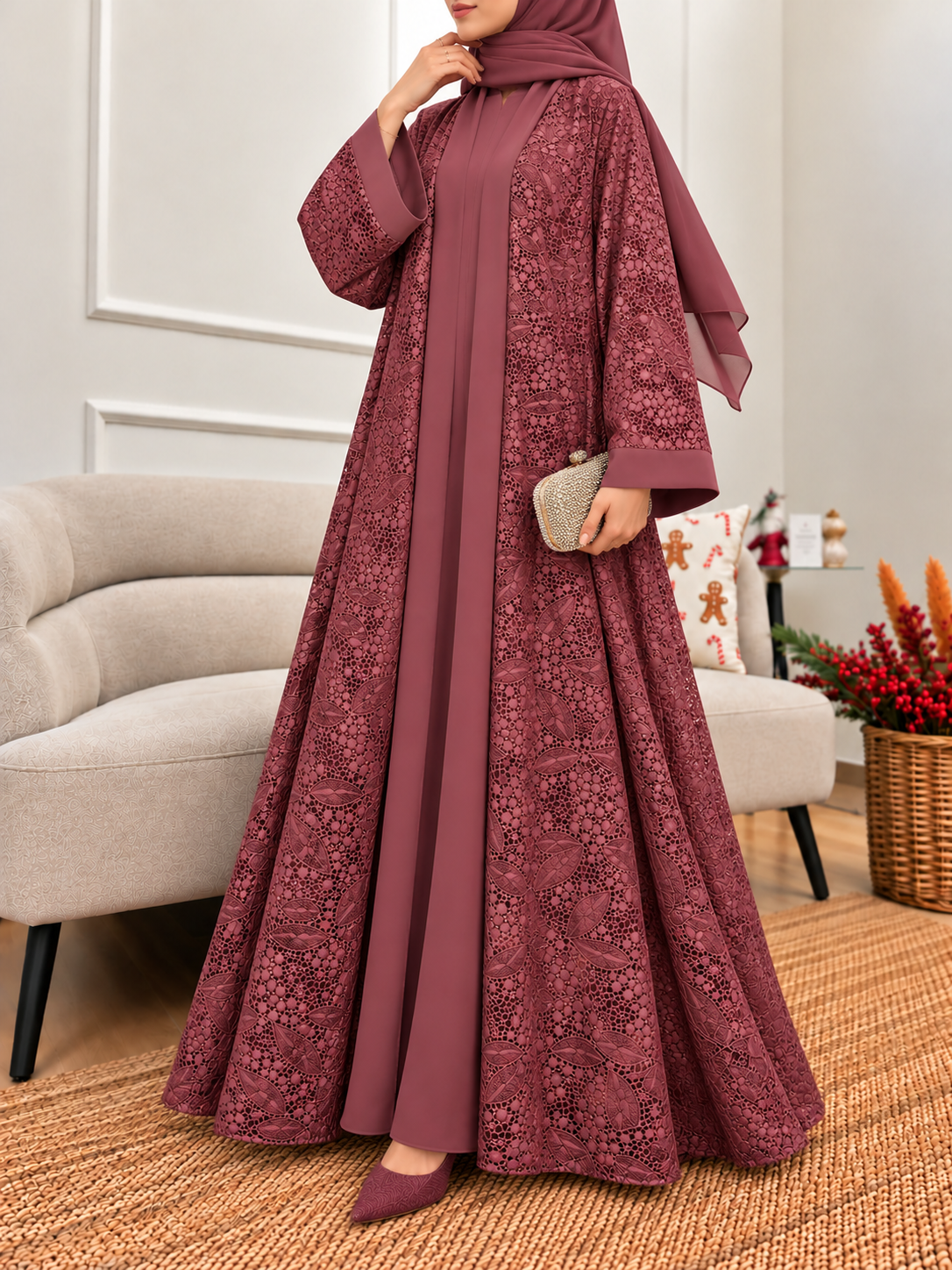 AEMAL DS NET ABAYA | MAROON