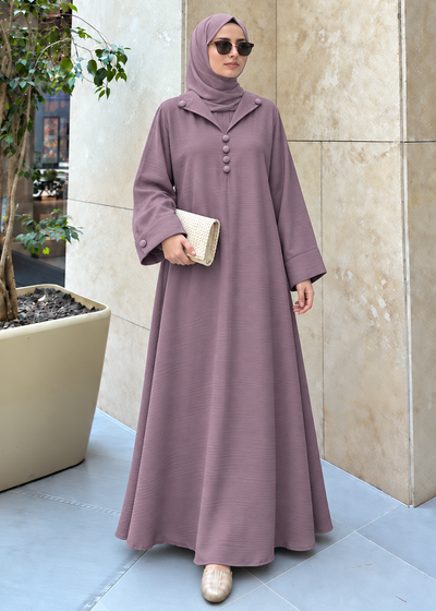 ARISHFA FULLY CLOSED ABAYA | DUSTY PINK
