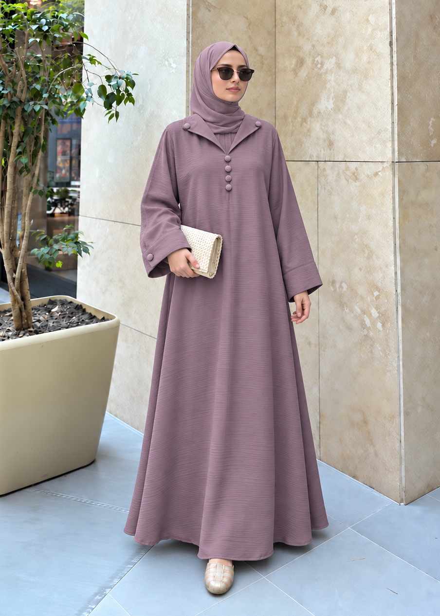 ARISHFA FULLY CLOSED ABAYA | DUSTY PINK