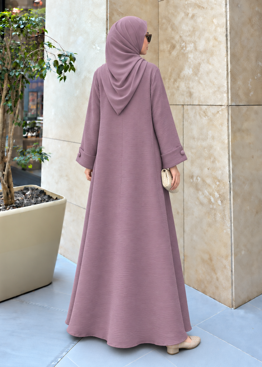 ARISHFA FULLY CLOSED ABAYA | DUSTY PINK