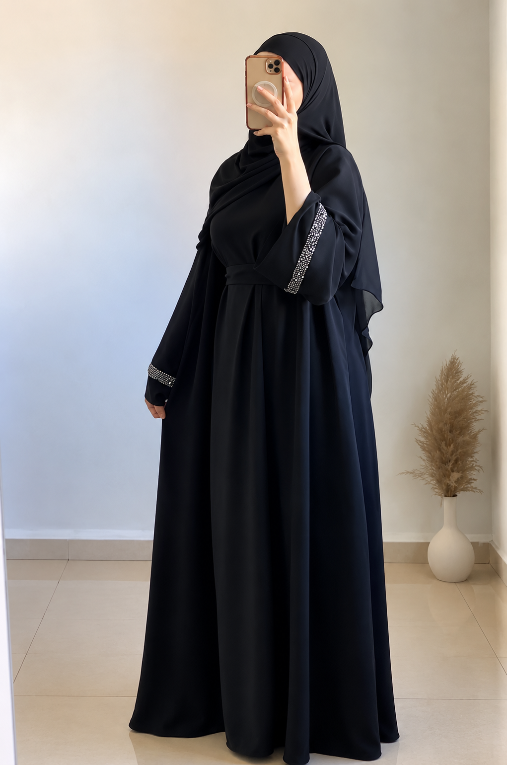 ADAH DOUBLE SHRUG ABAYA | BLACK