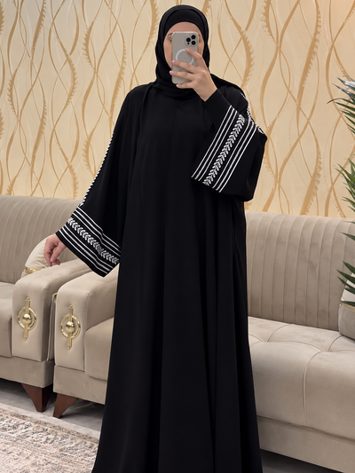 NOSHEEN EMBROIDERY ABAYA | BLACK