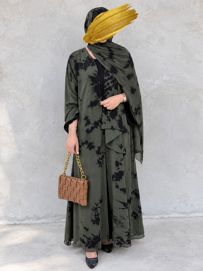 TAI DIE DOUBLE SHRUG ABAYA | OLIVE