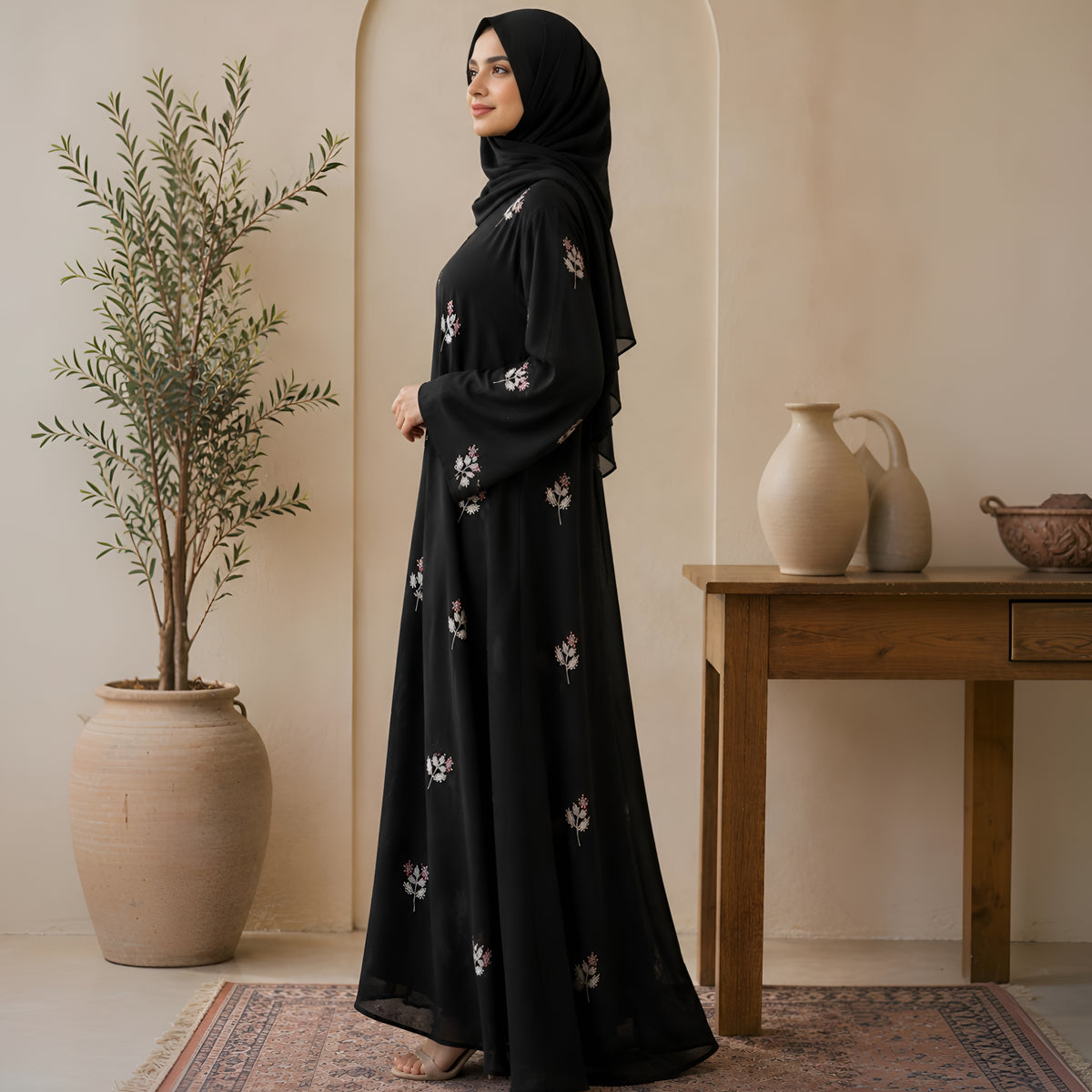 AL-HUSNA EMBROIDERY WORK ABAYA | PRINT- 01