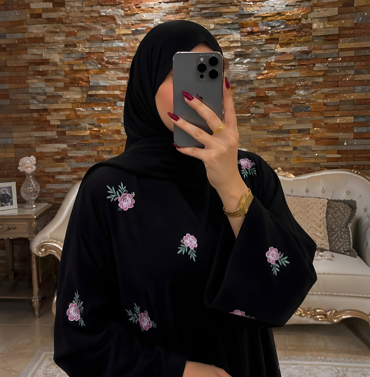 AL-HUSNA EMBROIDERY WORK ABAYA | PRINT- 07