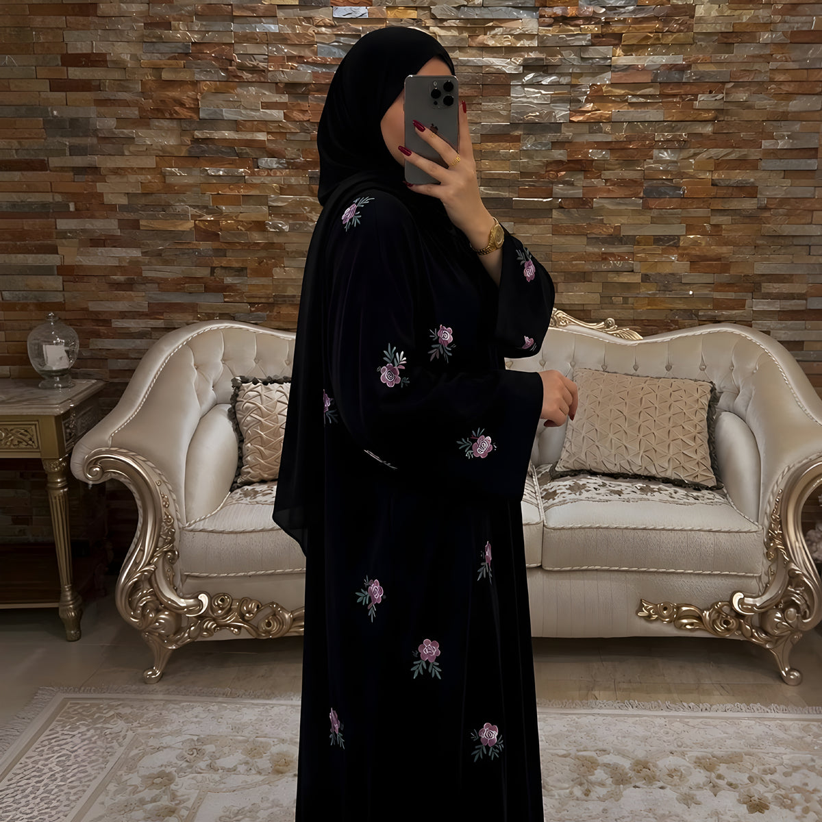 AL-HUSNA EMBROIDERY WORK ABAYA | PRINT- 07