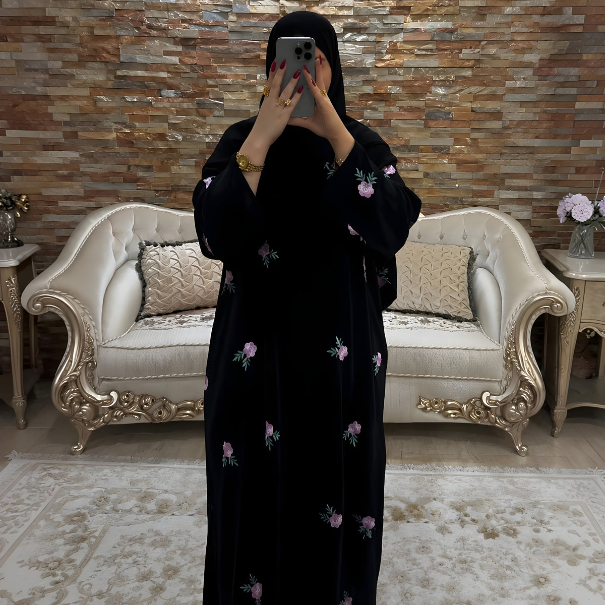 AL-HUSNA EMBROIDERY WORK ABAYA | PRINT- 07