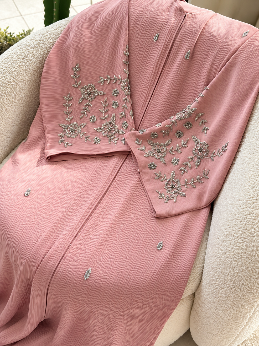GULMEHER FRONT OPEN ABAYA | PEACH