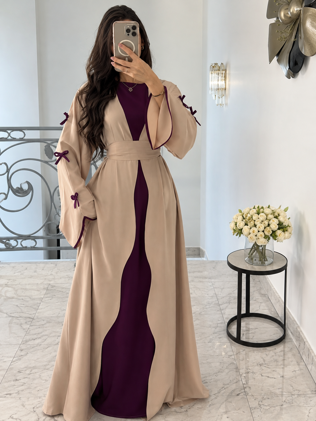 ZOE DOUBLE SHRUG BOW ABAYA | WINExNUDE