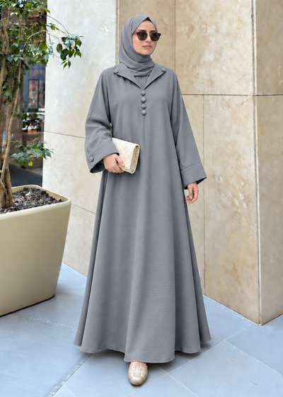 ARISHFA FULLY CLOSED ABAYA | GRAY
