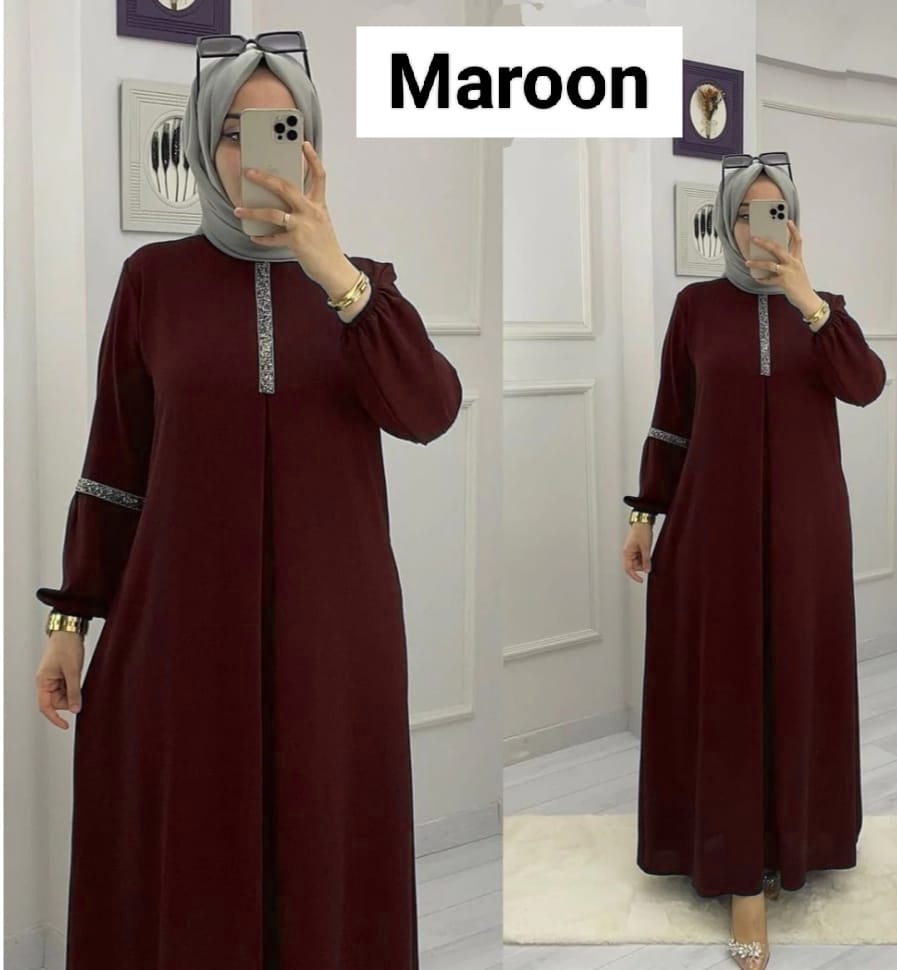 6001 - Aash Basic Abaya | MAROON