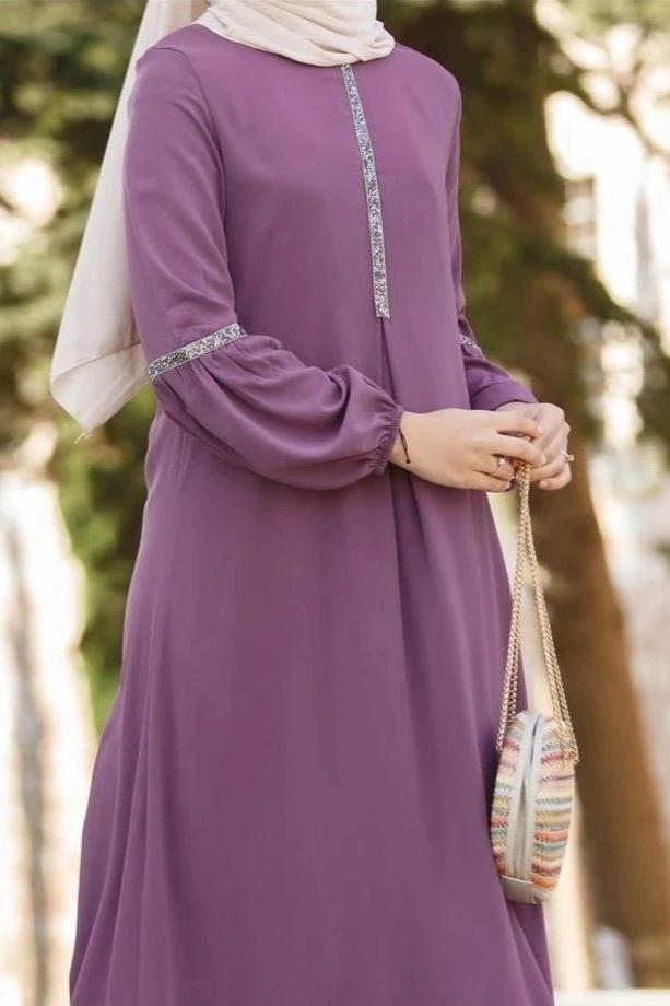 6001 - Aash Basic Abaya | DIFFRENT PINK