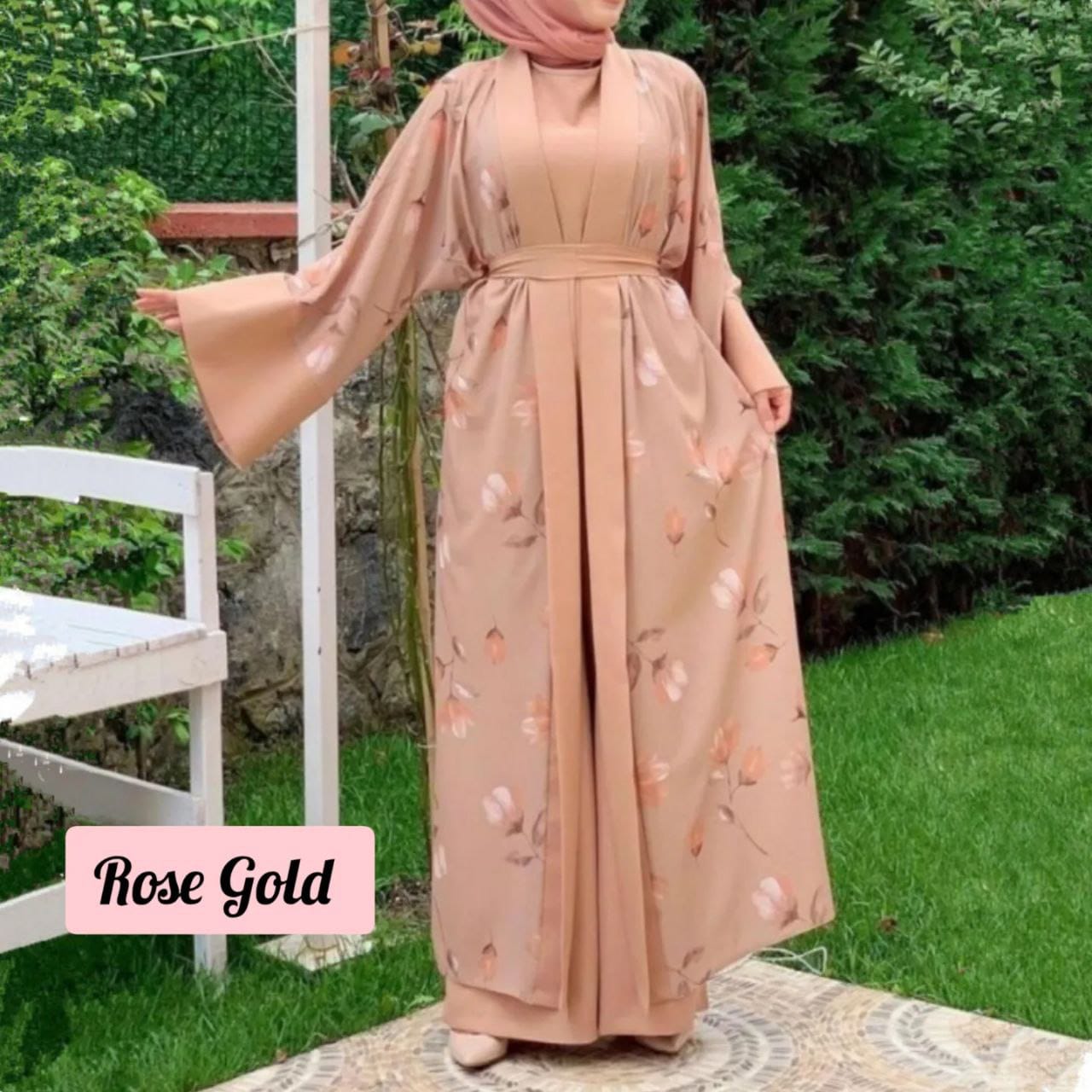 Marhaba Double Shrugs Tai dye Abaya ROSE GOLD (  New - launch