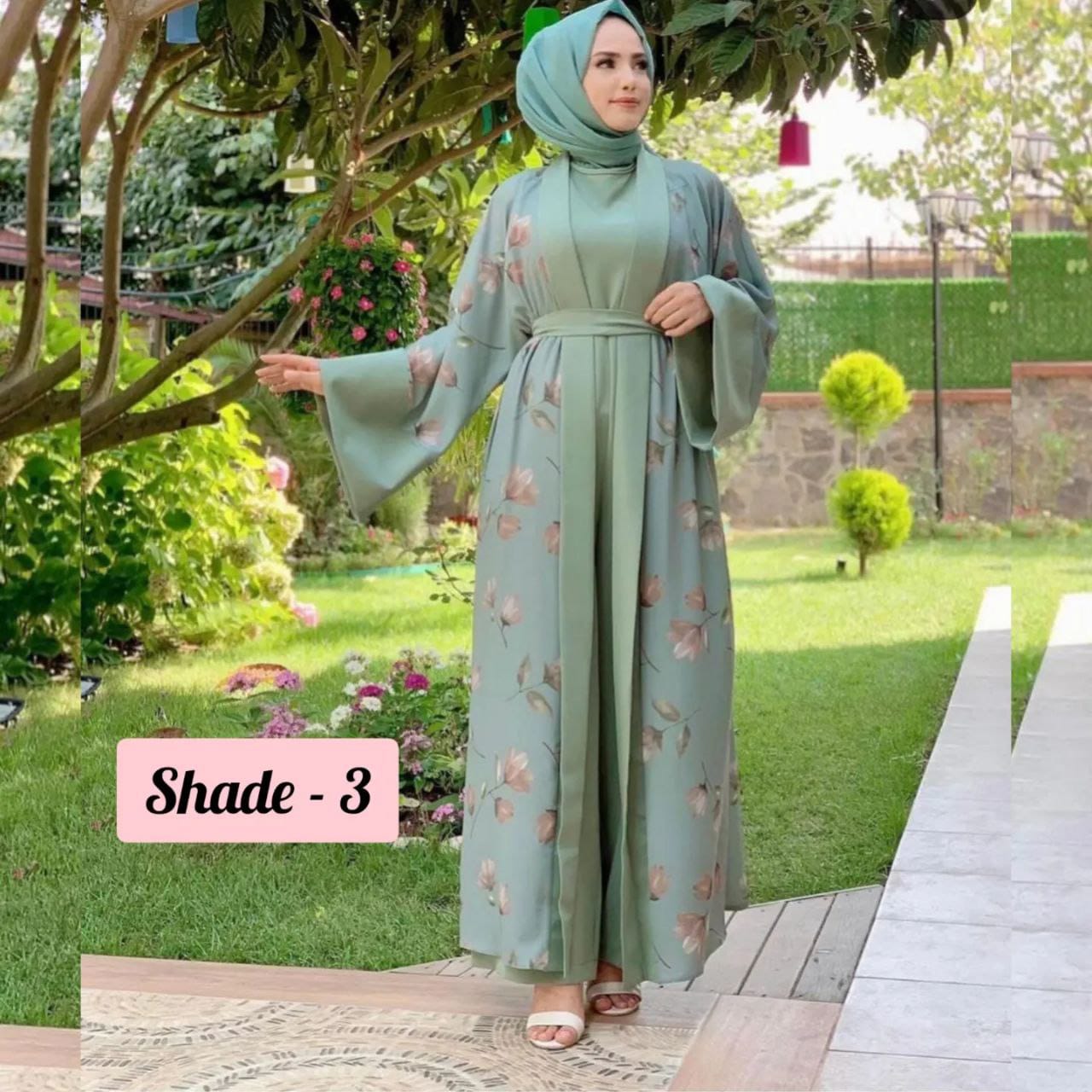 Marhaba Double Shrugs Tai dye Abaya SHADE 3 SKY BLUE (  New - launch