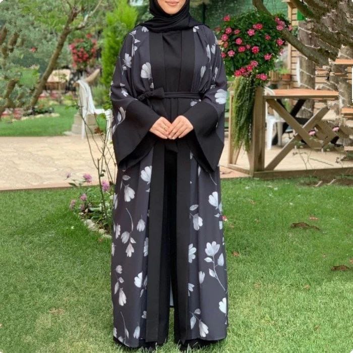 Marhaba Double Shrugs Tai dye Abaya SHADE 4 BLACK (  New - launch