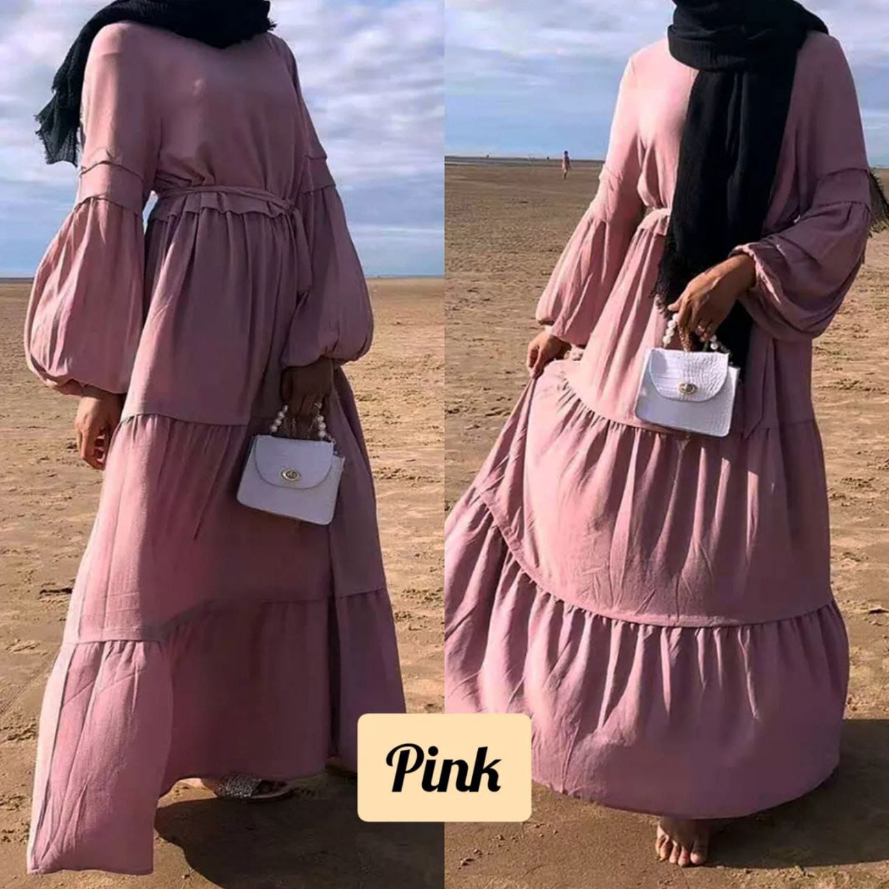 Ruby Plates Abaya Full Umbrella ( PINK )