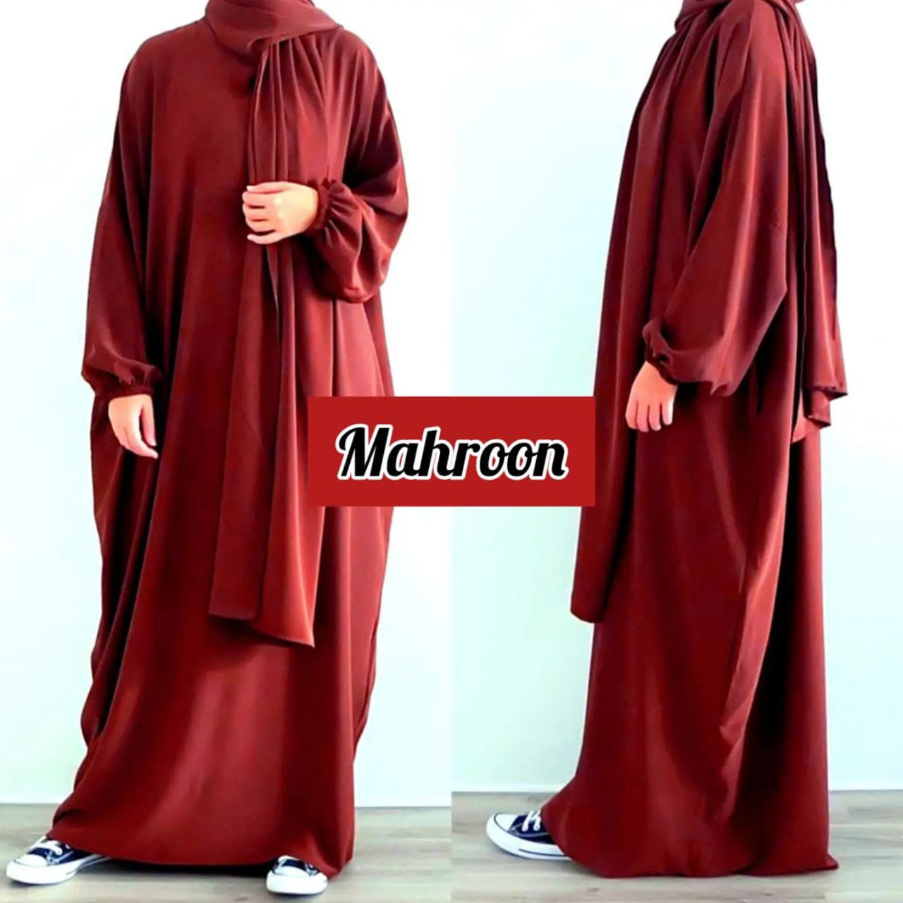 Mehreen Kaftan Abaya MAHROON [ New launch ] Ovais Abaya Collection