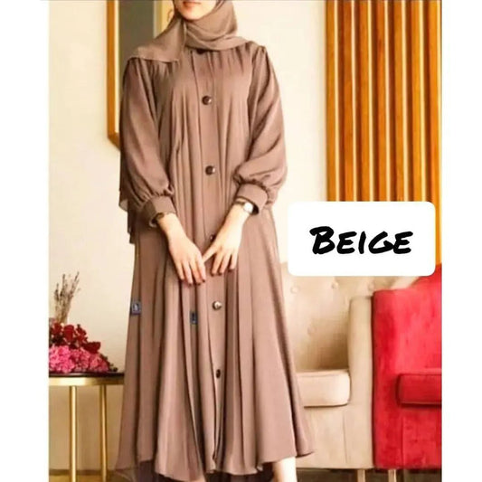 Daily Wear Buttons Abaya ( BEIGE )