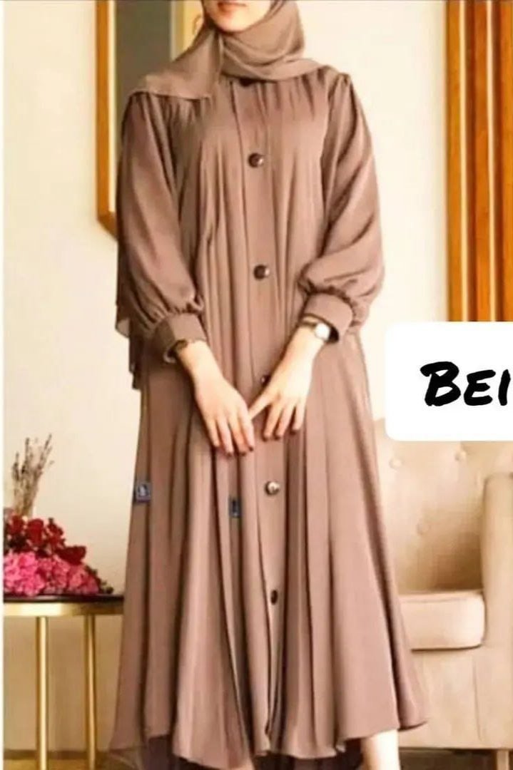 Daily Wear Buttons Abaya ( BEIGE )