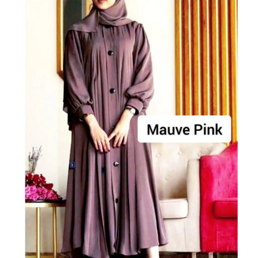 Daily Wear Buttons Abaya ( MAUVE PINK )