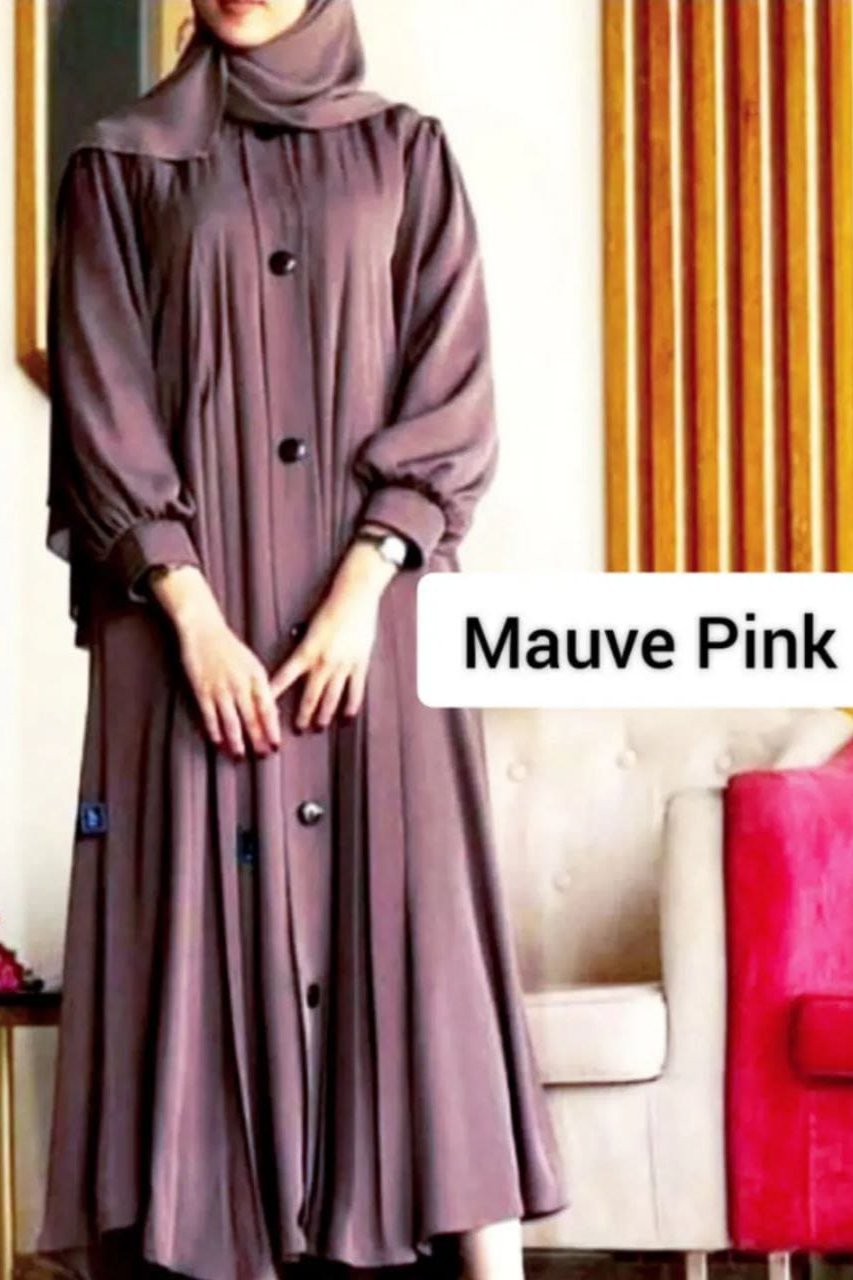 Daily Wear Buttons Abaya ( MAUVE PINK )