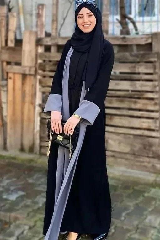 IMPORTED KIMONO ABAYA | BLACK TO GRAY