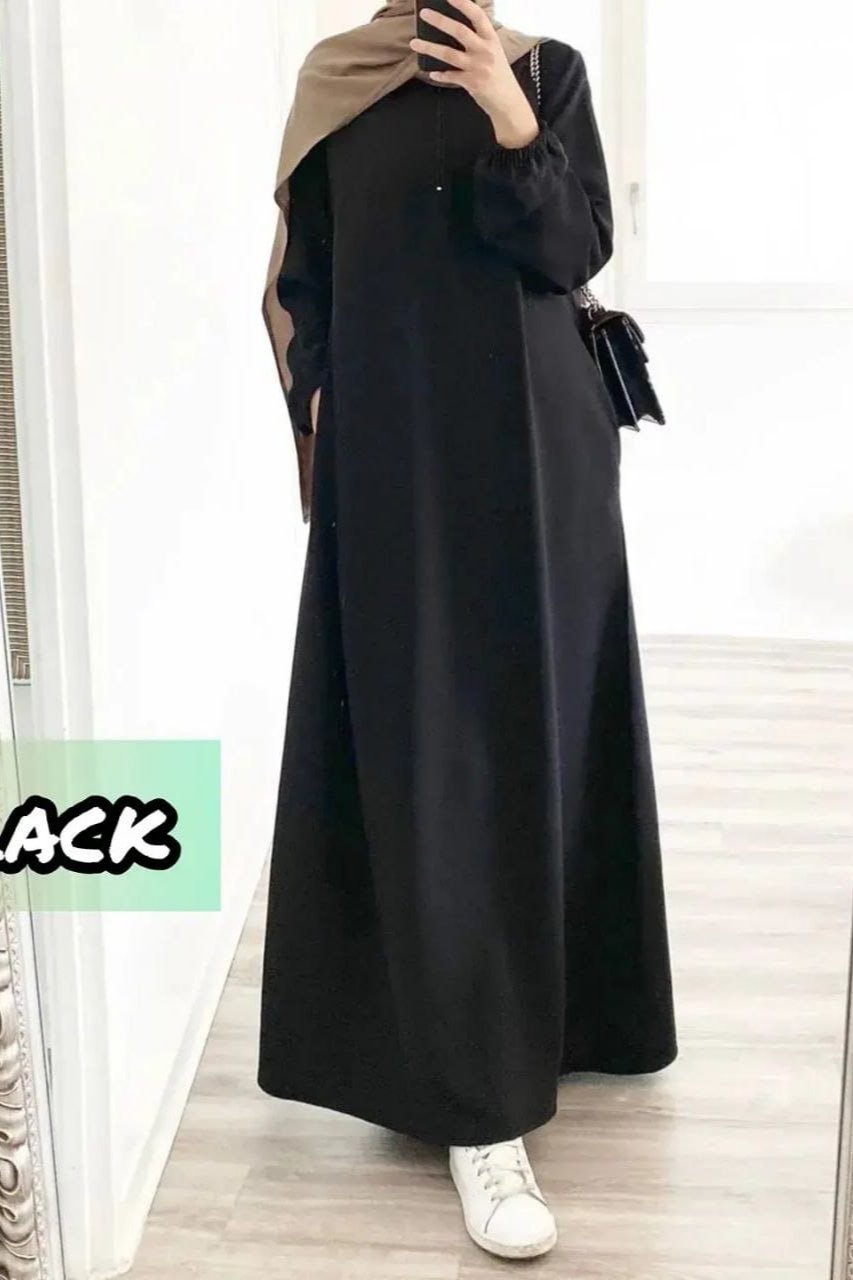 Black Lastic Sleeve Abaya ( New - Edition )