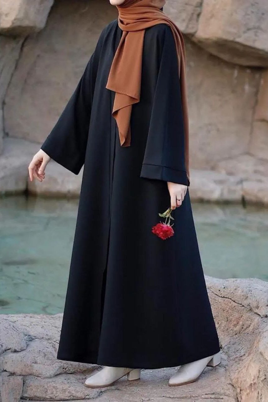 10-IN TURKISH FRONT OPEN ABAYA BLACK - Main Image