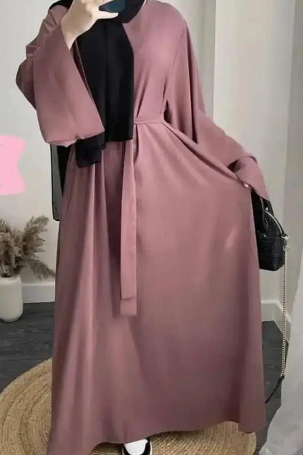 10IN Daily Wear Basic Abaya - ( PINK )