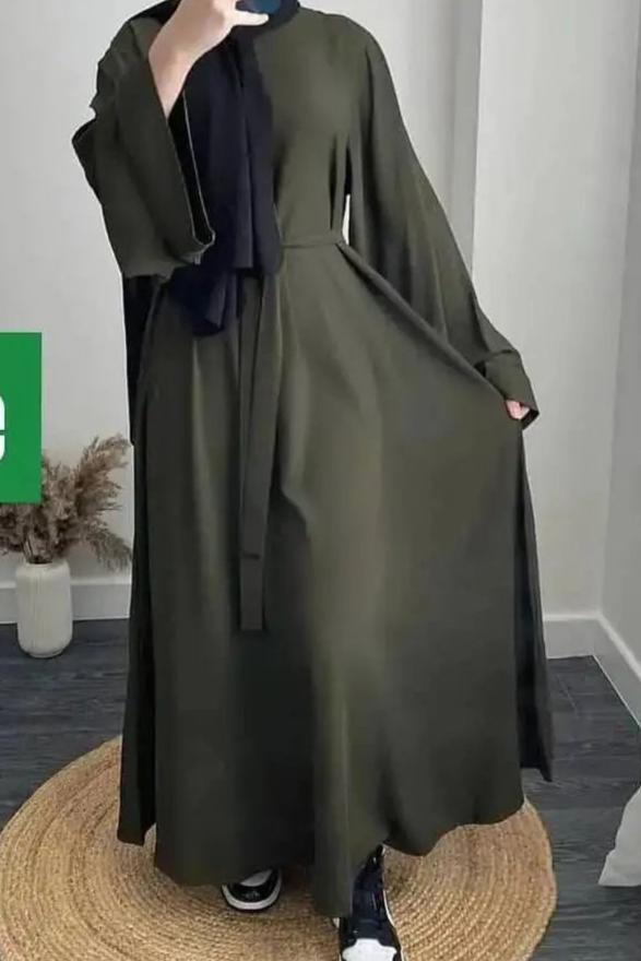 10IN Daily Wear Basic Abaya - ( OLIVE )